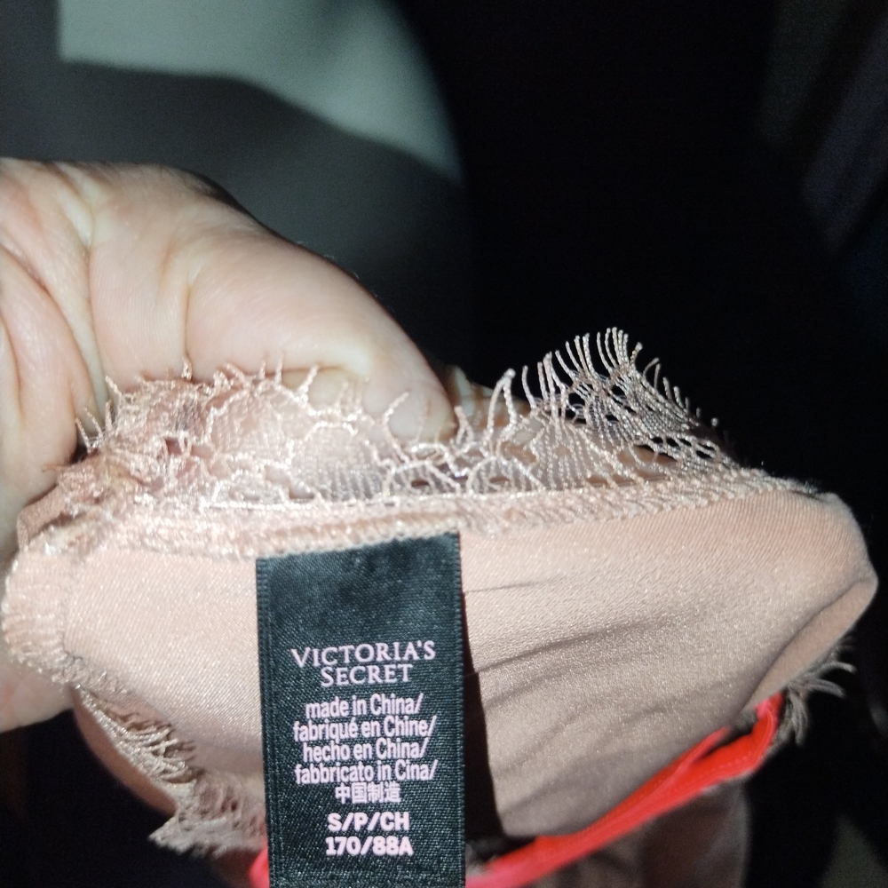 Victoria's Secret Peach Lace Trim Silky Slip - Picture 5 of 5